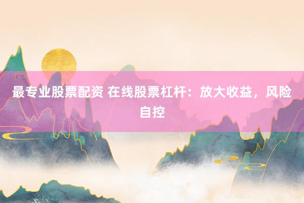 最专业股票配资 在线股票杠杆：放大收益，风险自控