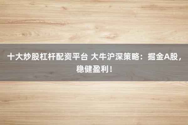 十大炒股杠杆配资平台 大牛沪深策略：掘金A股，稳健盈利！