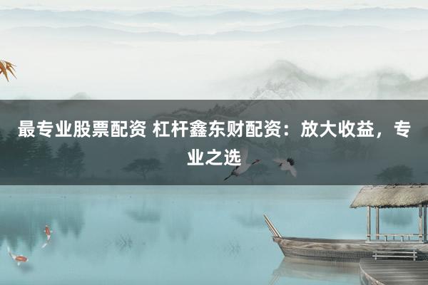 最专业股票配资 杠杆鑫东财配资:放大收益,专业之选