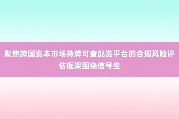 聚焦跨国资本市场持牌可查配资平台的合规风险评估框架围绕信号生