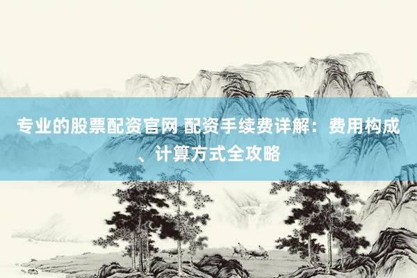 专业的股票配资官网 配资手续费详解：费用构成、计算方式全攻略